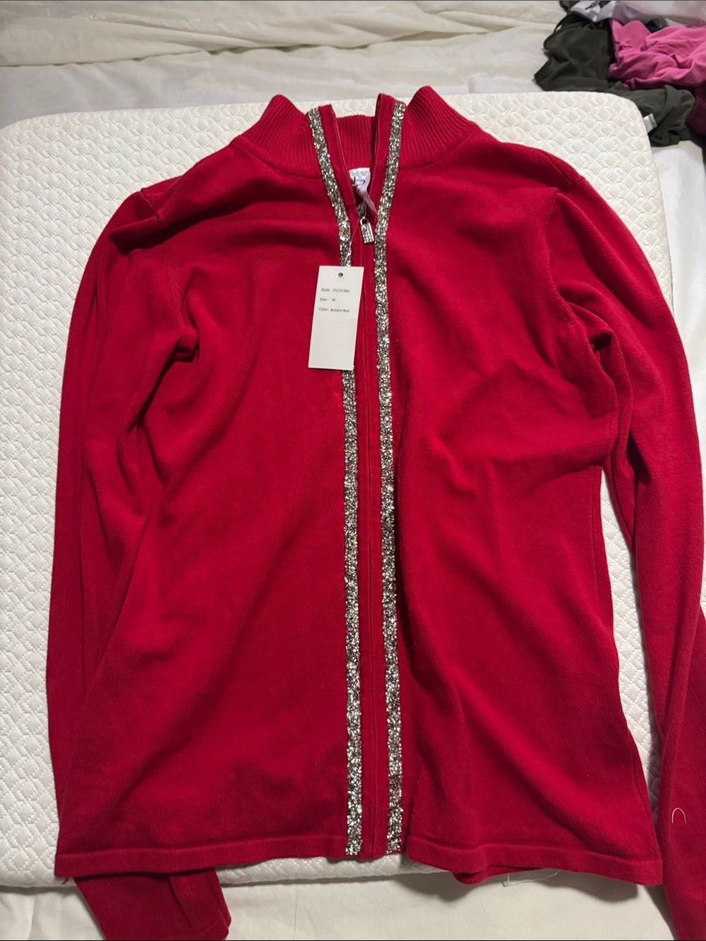 Belldini Red sweater with Sparkle Trim